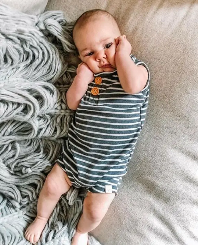

CANIS Newborn Infant Baby Boy Girl Striped Clothes Sleeveless Rompers Summer Outfit