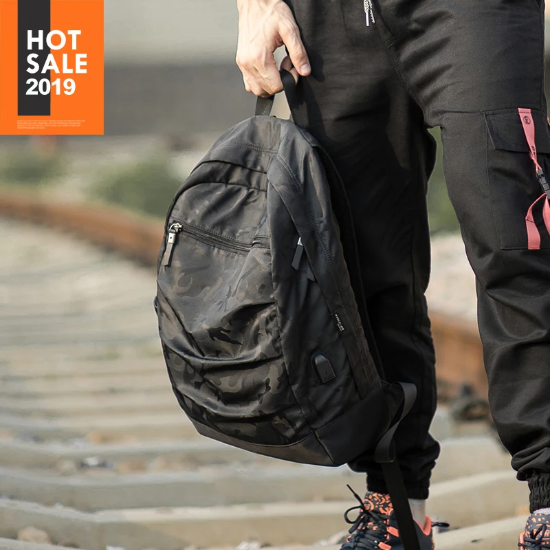 HKBackpack usb ladekabel для мужчин Mochila камуфляжная черная Большая вместительная сумка
