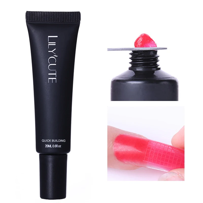 LILYCUTE 20ml Poly Extension Gel Kit Quick Building Gel White Clear LED Acrylic Builder Nail Tips Nail Art Gel Brush Tool Set