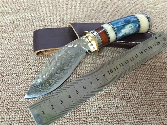 Коллекция дамасских охотничьих фиксированных ножей походный тактический нож