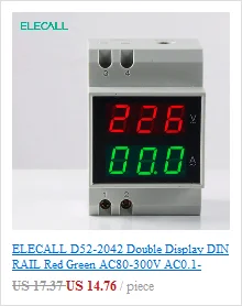 ELECALL D52-2047 din-рейку цифровой измеритель мощности счетчик энергии AC80-300V вольтметр переменного тока 0-100A амперметр
