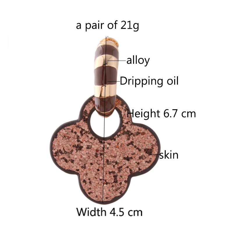 Кожаные серьги NeeFu WoFu флуоресцентные большие геометрические с желтым