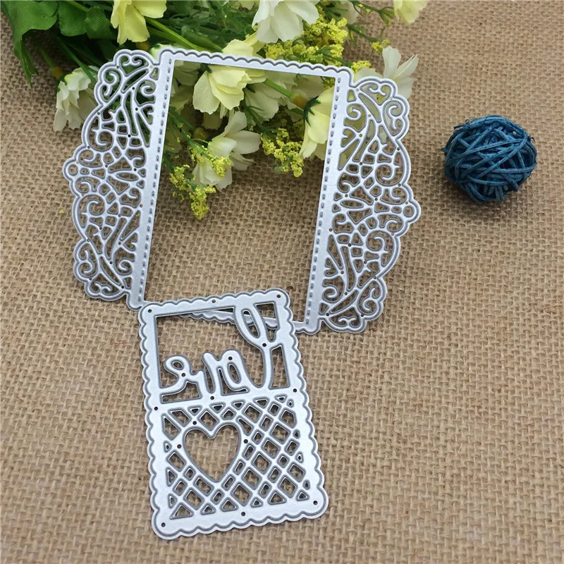 Любовь Сердце сетки кружева рамка прямоугольник металла резки штампы