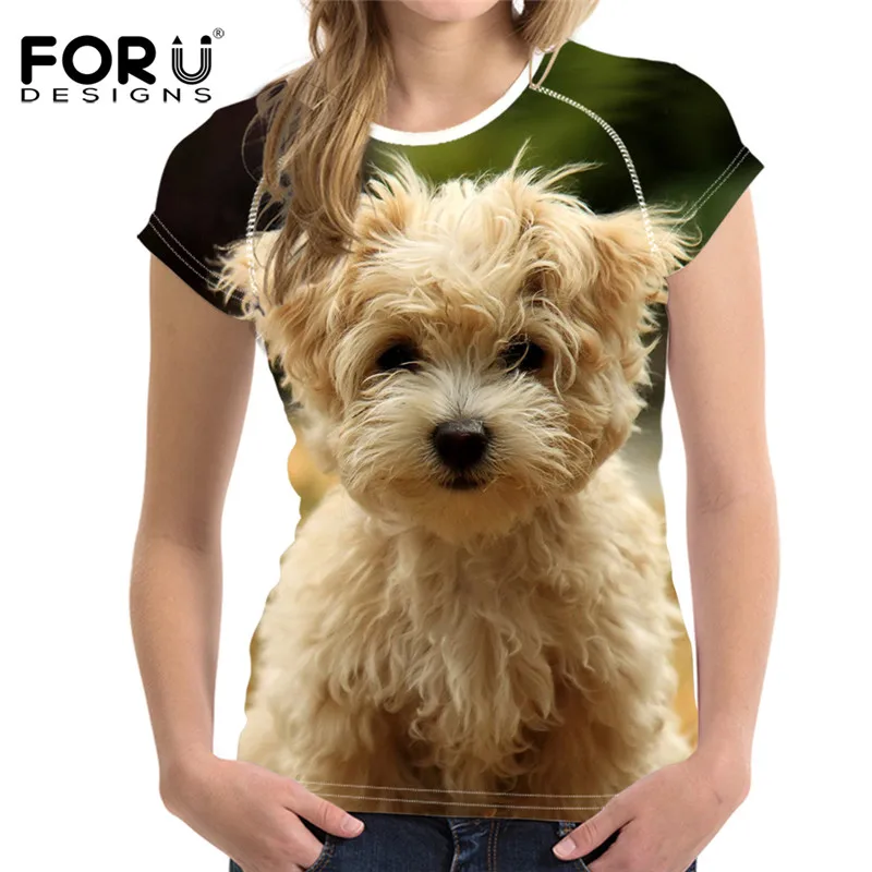 Женская футболка с коротким рукавом круглым вырезом и 3D-принтом собаки | одежда