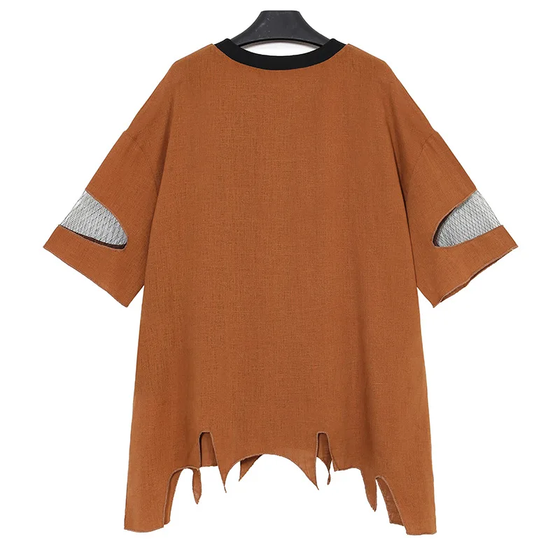 Новинка 2017 года поступление выдалбливают Марля Лоскутная Свободные футболки