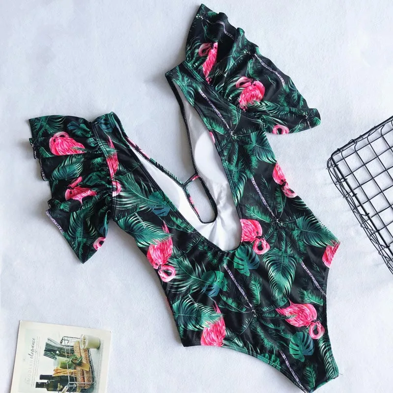 Swimwear Monokini Swimsuit Bodysuit Swim Wear Print Sexy One Piece Women Fits True to Size Take Your Normal Natural Color |