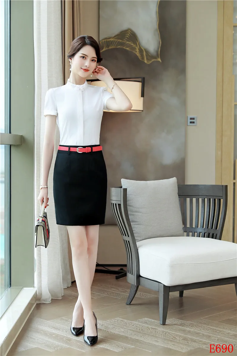 Женские белые блузки женские деловые костюмы комплект из 2 предметов юбка и топ