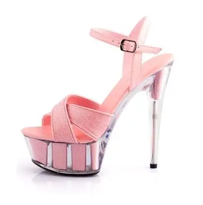 

Genuine Wedding Shoes New Women Sexy Sandals Plus Size 32-42High-heeled 15cm Thick Soles Fine with Waterproof Sandals 5 Color