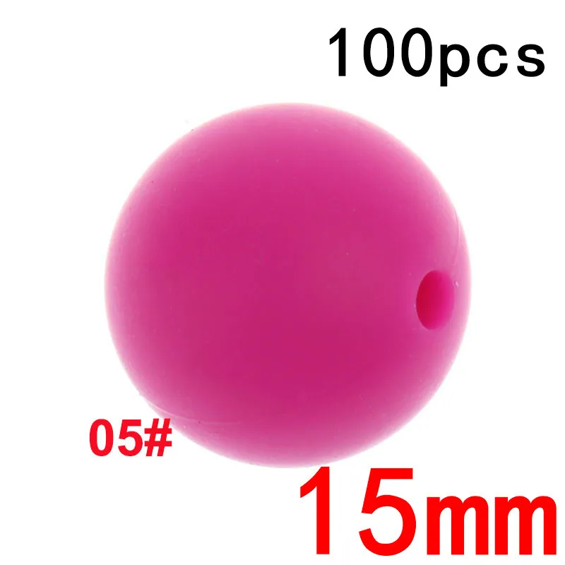 05violet Fkisbox 100PC силиконовый Прорезыватель Beads15MM шарики Силиконовые Прорезыватели для зубов бусины Diy прорезиненное Силиконовое ожерелье для прорезывания зубов бусина Bpa бесплатно для кормления ребенка - Цвет: 05violet