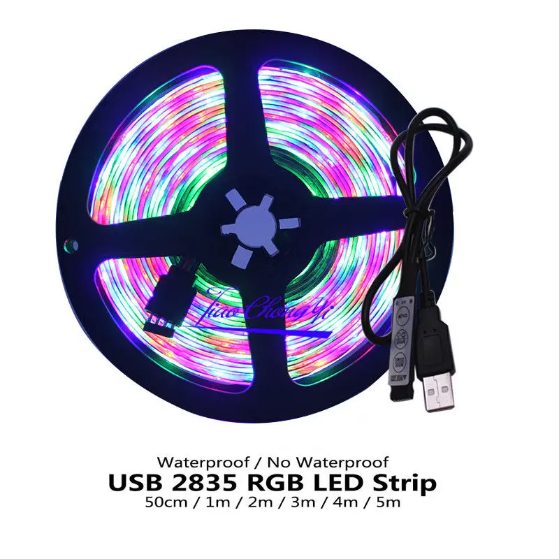 

Светодиодная ленсветильник с USB, 5 в постоянного тока, 2835, 0,5 м, 1 м, 2 м, 3 м, 4 м, 5 м, RGB Светодиодная лента 2835, подсветильник ка для телевизора, Рождественское украшение, сказосветильник свет s