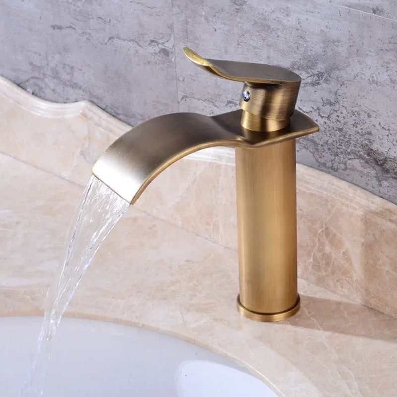 Free shipping Biggers luxury antique bronze finish water fall basin faucet brass bathroom cold hot mixer taps | Строительство и