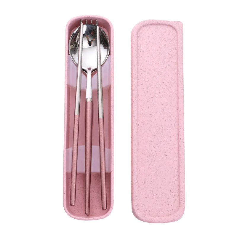 Nano материалы Ручка Наружная портативная посуда из нержавеющей стали набор