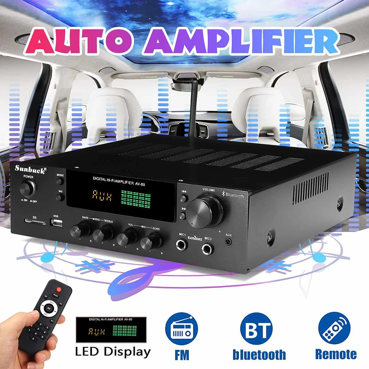 TELI BT-1388 HiFi Автоматическая технология bluetooth усилитель мощности стерео аудио караоке fm-приемник USB SD bluetooth усилитель доска