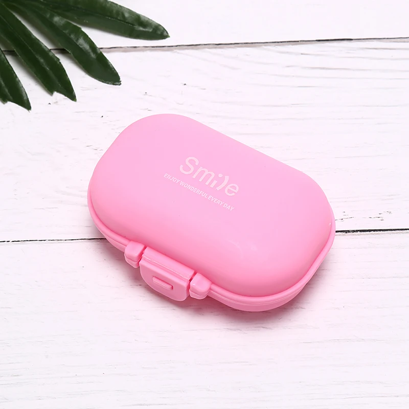 Pink 4 цвета портативный 4 слота коробка для таблеток Медицинский мини таблетки чехол для хранения таблеток 9,5*6,5*3,5 см - Цвет: Pink