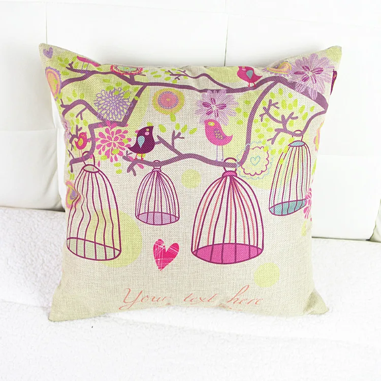 

2015 newFree shipping synthetic linen pillow four birdcage home sofa cushion coreless