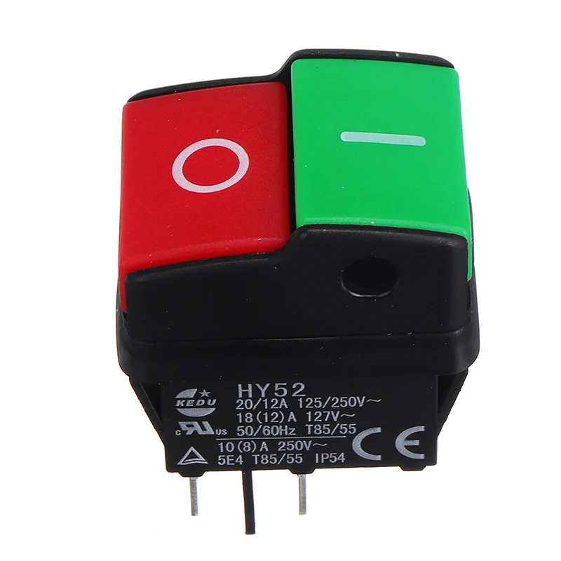 KEDU HY52 250V 12A 4Pin Электрический кнопочный переключатель Водонепроницаемый кнопочная машина пила Резак дрель на выключатели Управление коробка