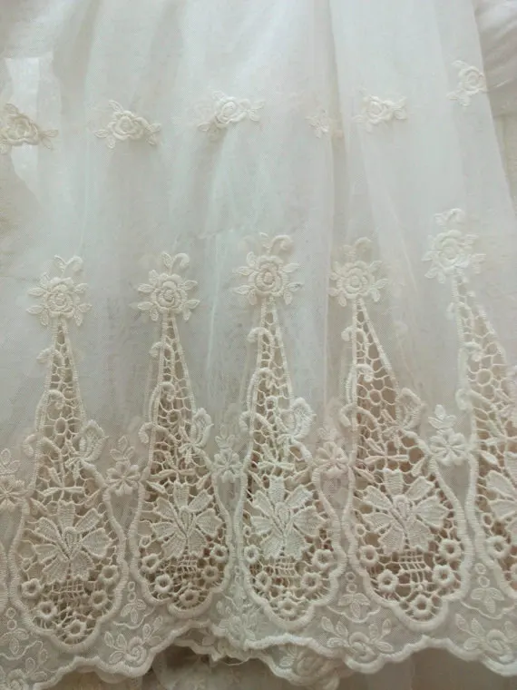 Хлопковая ткань с цветочной вышивкой цвета слоновой кости винтажная хлопковая