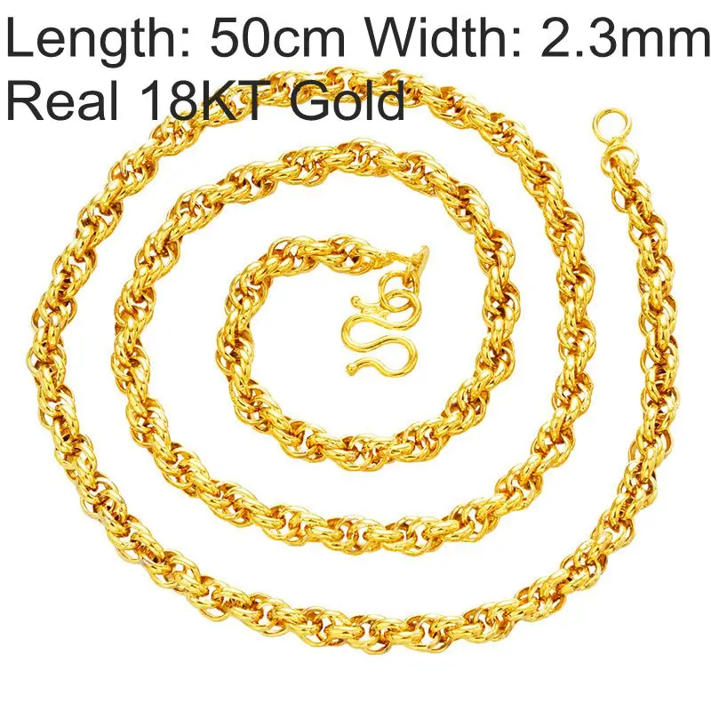 wide 2.3mm OMHXFC,, Европейская мода, для женщин, для вечеринки, дня рождения, свадьбы, подарок, длина 50 см, витая настоящая 18KT Золотая цепочка, ожерелье NL21 - Цвет камня: wide 2.3mm