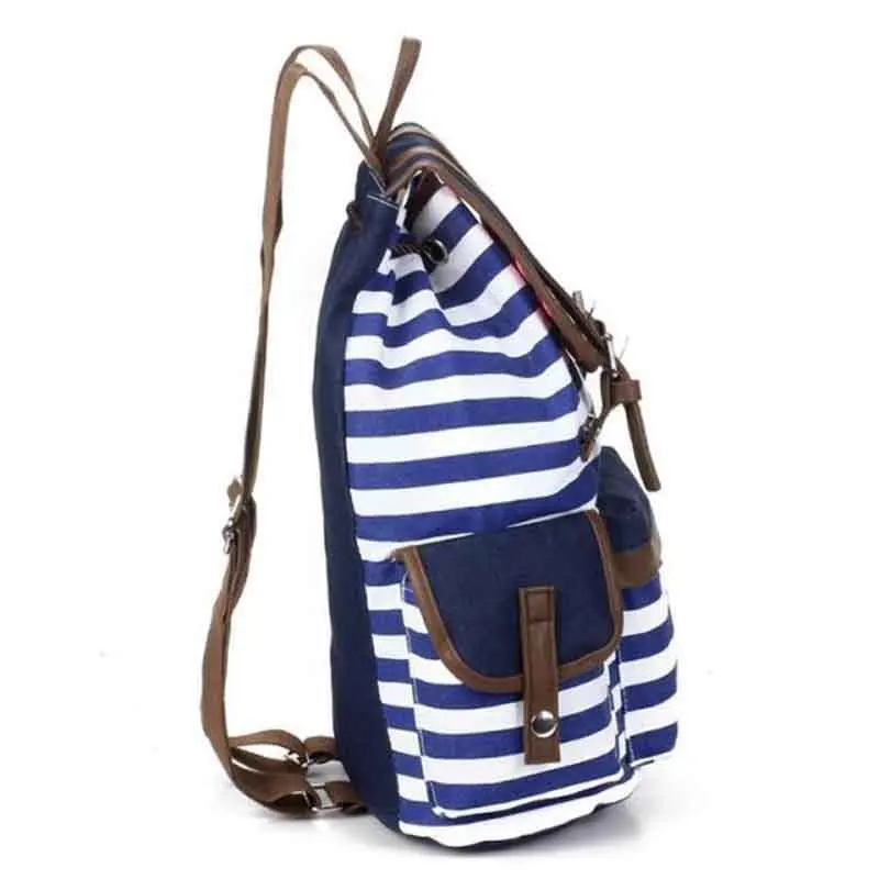 New Backpack Hotsale Cheap Women Bag Girl Striped Canvas Leisure School Backpacks For Teenagers Travel Rucksack | Багаж и сумки