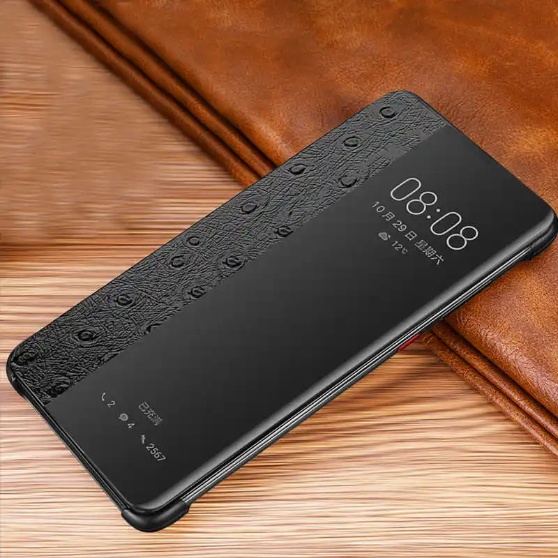 Чехол из натуральной кожи для huawei P30 Pro, умный чехол с окошком для просмотра, чехол для huawei P30 P30Pro, чехол, Fundas