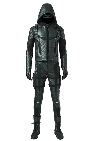 Топ Класс Oliver Queen Косплэй Зеленая Стрела 5 костюм Индивидуальный заказ взрослых Любой размер полный костюм с сапоги - Цвет: Full Suit with Boots