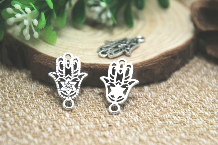 25 шт. подвеска в виде звезды Hamsa античная тибетская Серебряная Рука Фатимы 15x24