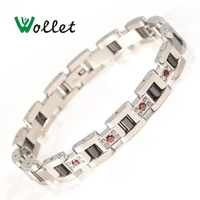 wollet jewelry 99 999 germanium red cz stone black ceramic stainless steel bracelet bangle for women rose gold silver color