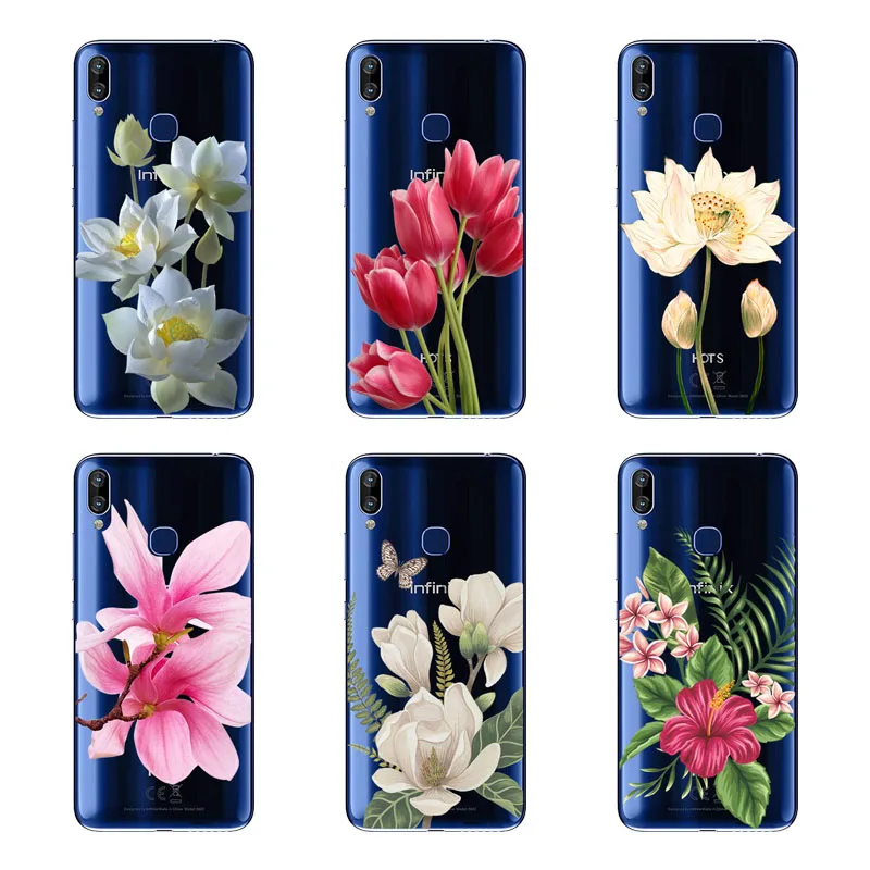 Infinix S3X X622 чехол силиконовая задняя крышка-Чехол черный живописи цветок мягкая