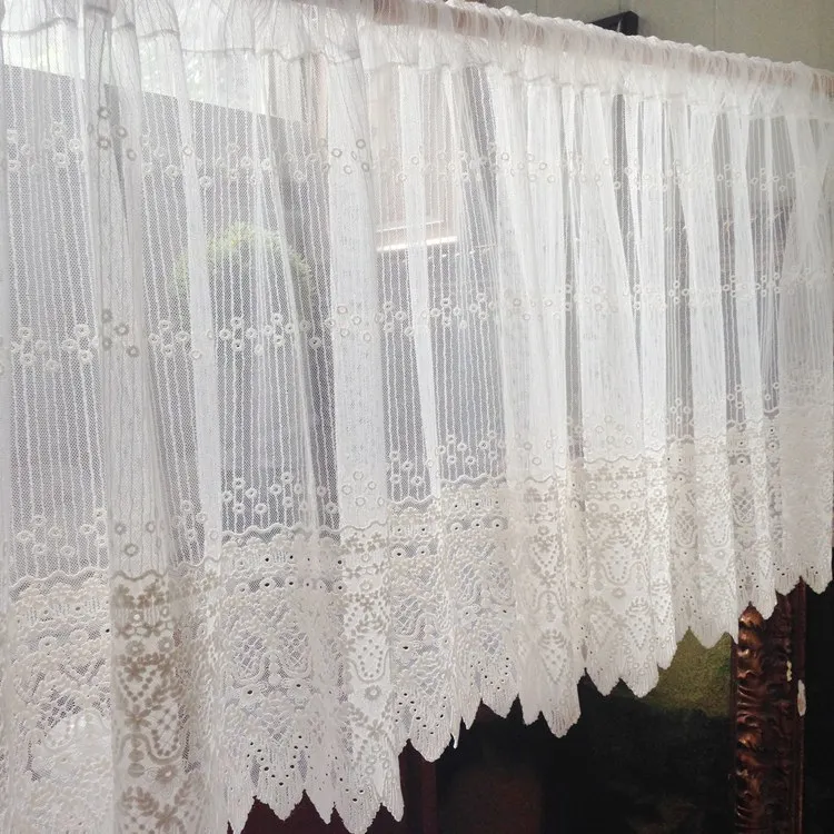 

Free shipping Martha white lace mesh gauzes transparent hazy coffee curtain kitchen curtains embroidery lace 150*45/60/90cm