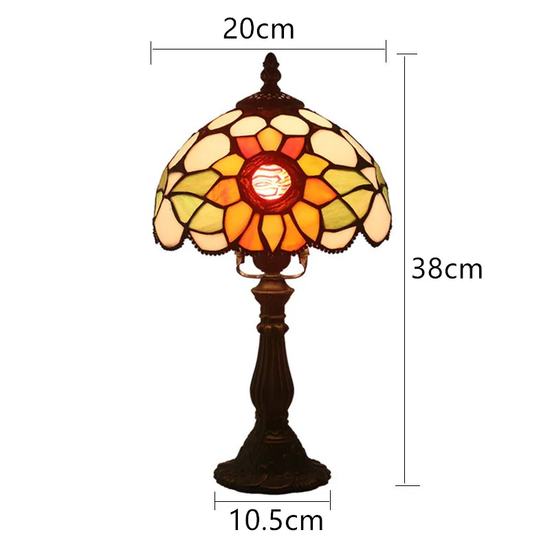 

8 Inch Stained Glass Sunflowers Table Lamp Alloy Base Glass Desk Lamps European Study Room Bar Restaurant Bedside Light