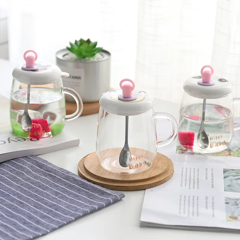 360 мл семейная кружка с молоком Мультяшные прозрачные стеклянные кофейные кружки