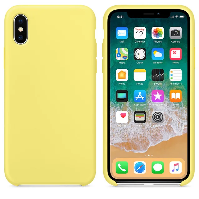 Цвет: желтый Силиконовый чехол для Apple iPhone X, XR, XS, Max, 6, 6s, 7, 8 Plus, чехол для мобильного телефона из натурального мягкого термополиуретана, противоударный простой чехол на заднюю панель - Цвет: Цвет: желтый