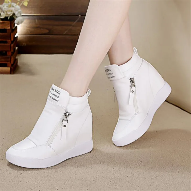 2017 г. Новая модная женская повседневная обувь белые туфли на танкетке из мягкой