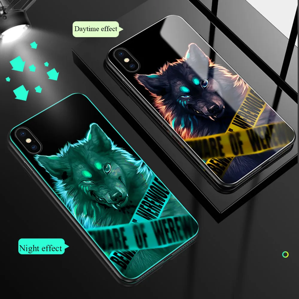 Светящийся чехол для телефона iPhone XR Xs Max X 8 7 6S 6 Plus 5 5S SE из закаленного стекла милый