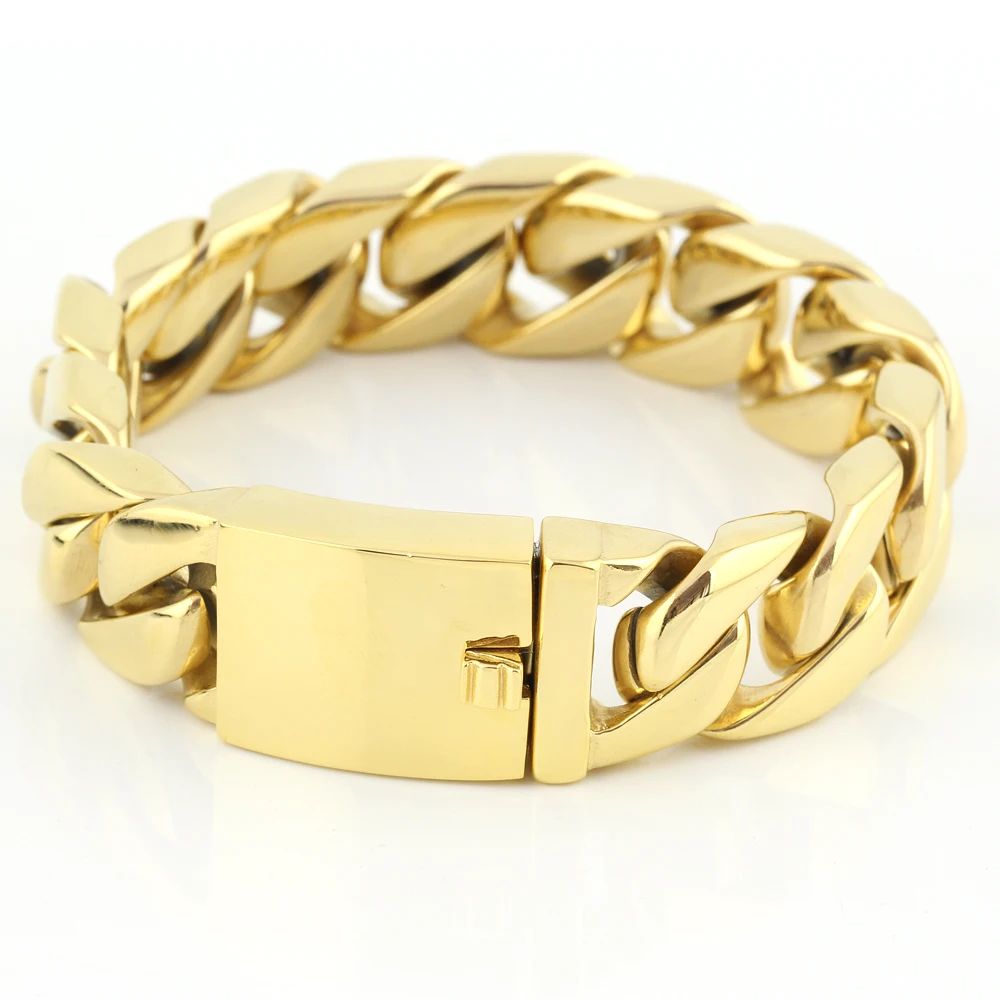 

2016 New Top Quality Large 24mm Heavy Curb Link Chain Bracelet stainless steel cool mens bracelets