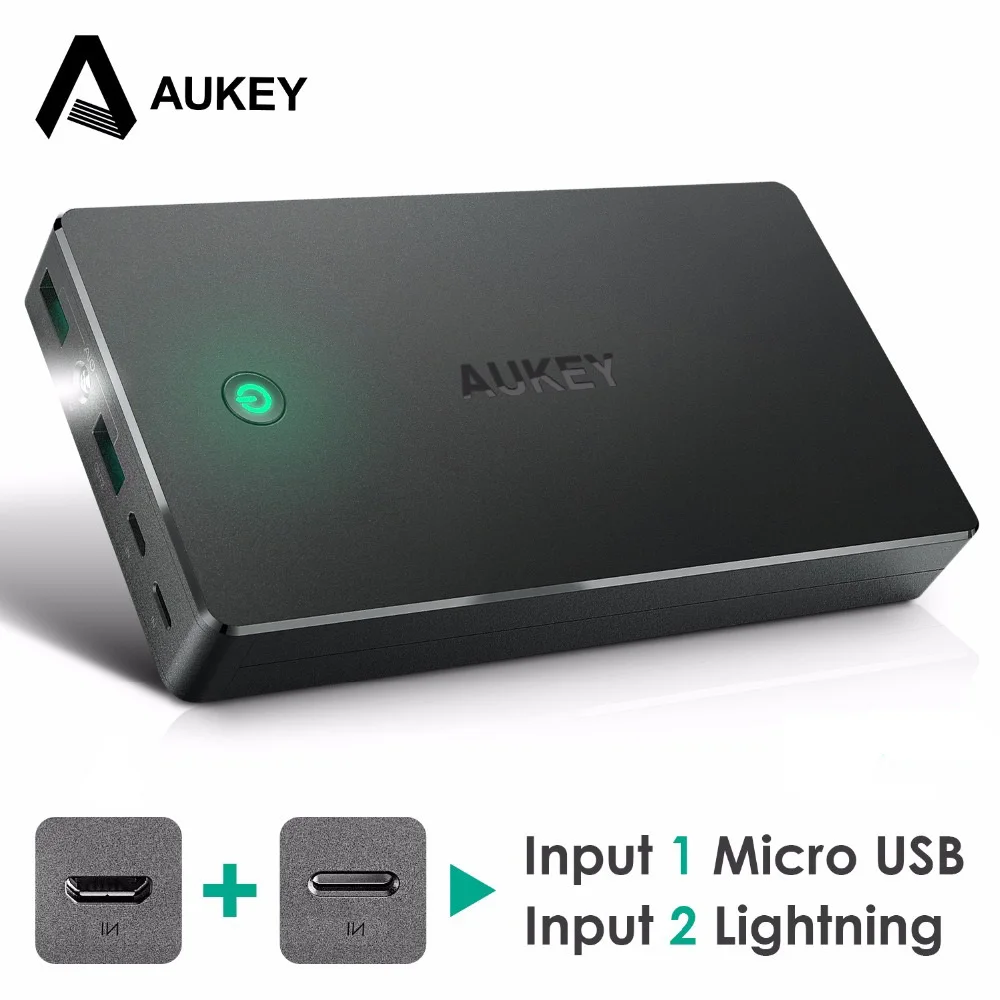 AUKEY 20000 мАч Мощность Bank внешняя Батарея банк Портативный Зарядное устройство для