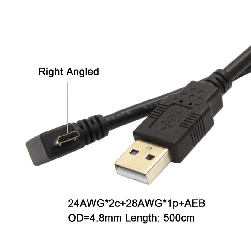 ABGN горячий правый угловой 90 градусов Micro USB штекер 2 0 кабель для зарядки данных