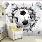Пользовательские 3D стереоскопические фотообои любого размера для детской комнаты современные креативные футбольные сломанные стены роспись постельное белье комната фон