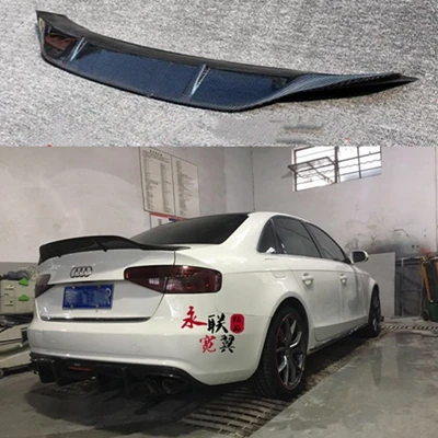 Черный карбоновый задний спойлер багажника крыло R стиль для Audi A4 B8 B8.5 B9 2009 - Цвет: 2013-2016 A4