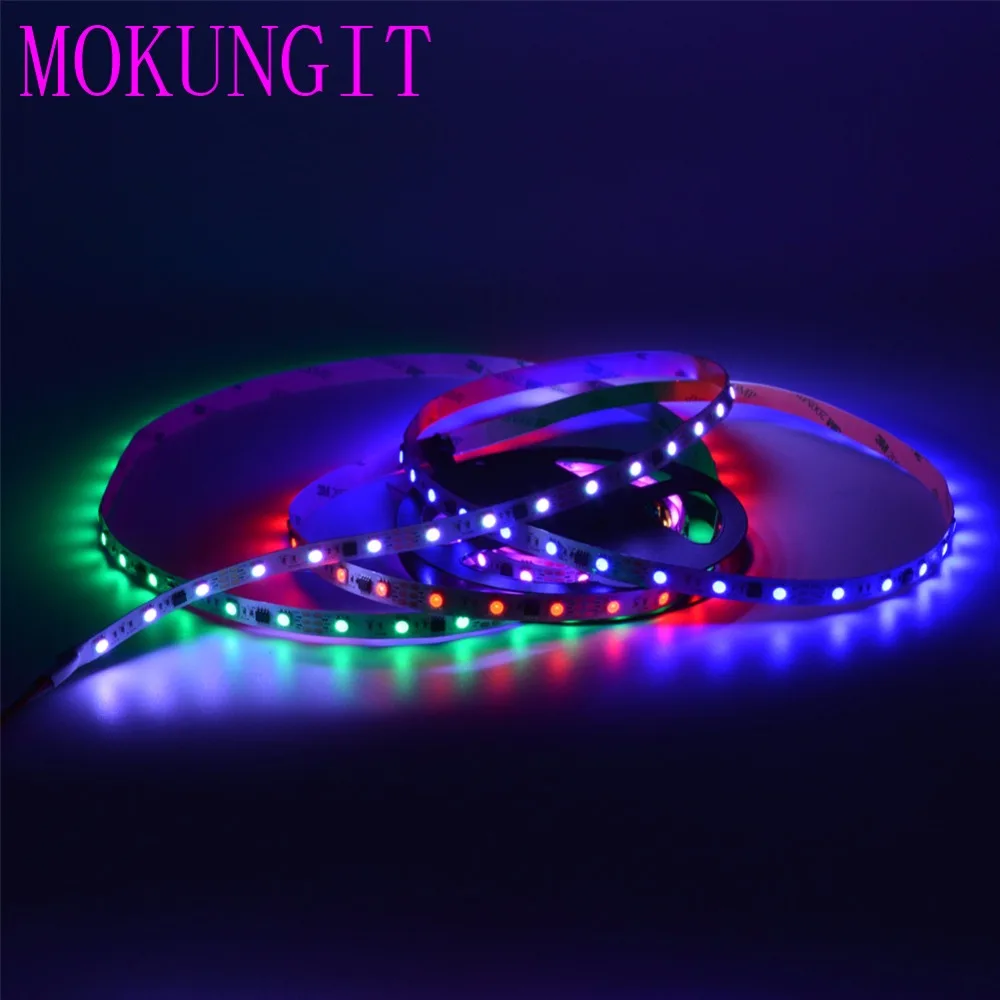 Mokungit 5 метров WS2811 DC12V 30/48/60 светодиодов/m/10/16/20 пикс./м светодиодная полоса с адресом 1 ic control 3 светодиода, черный/белый печатных плат