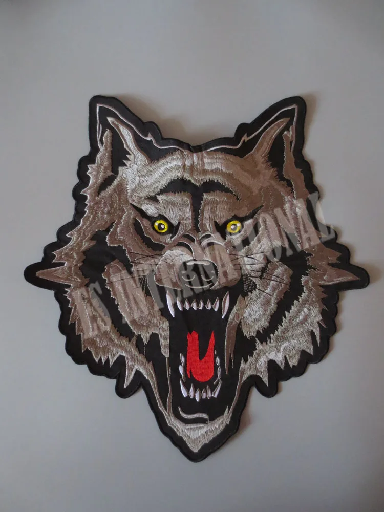 12 дюймов большие нашивки с вышивкой волка для куртки жилет задней панели