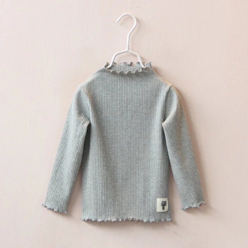 Spring Autumn Girls Basic Clothes Baby Sweaters Solid Color Knitted Pullovers Tops Long Sleeve Ruffles Thin Cotton Sweater | Мать и