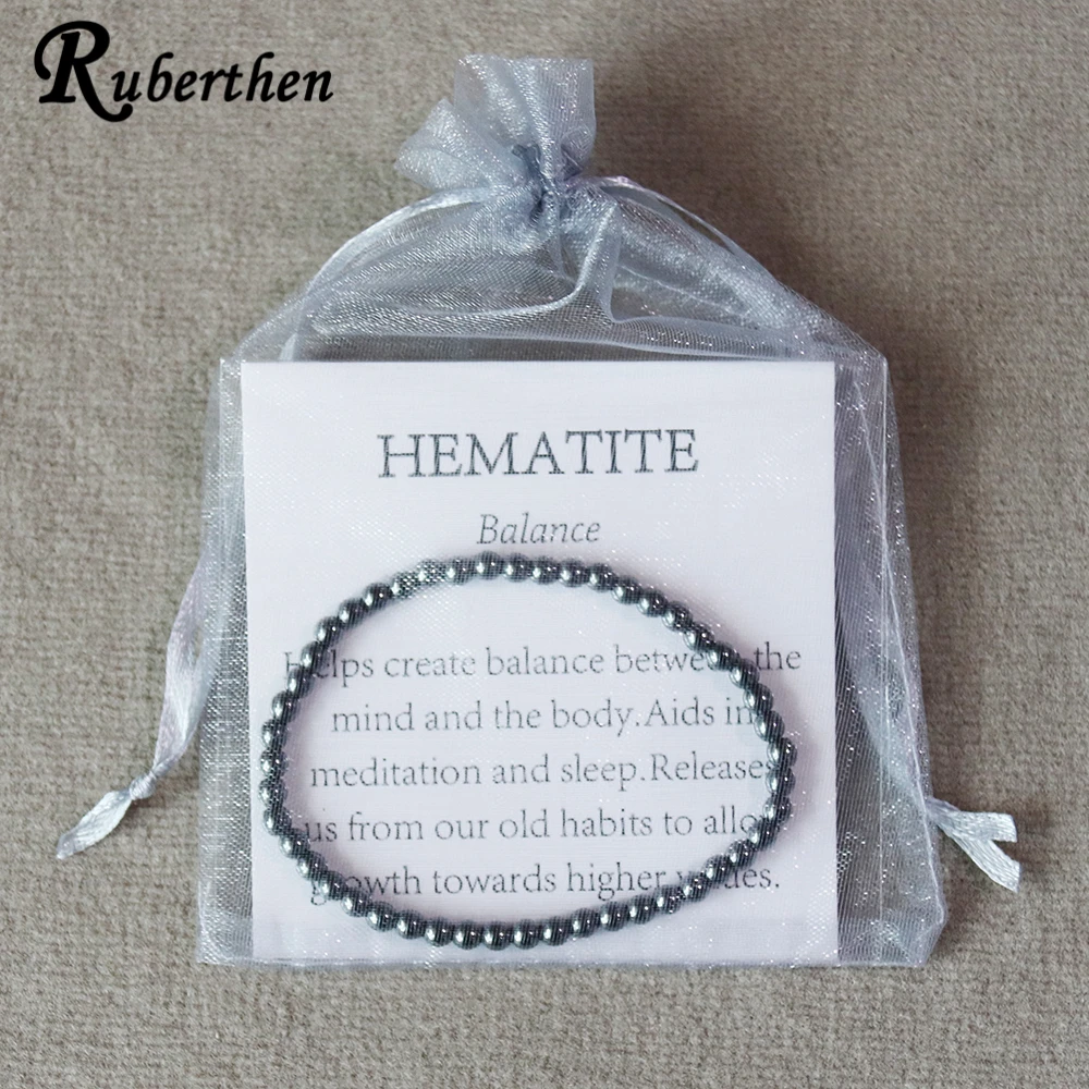 Браслет Ruberthen из гематита 4 мм браслет бусин натурального камня энергетический
