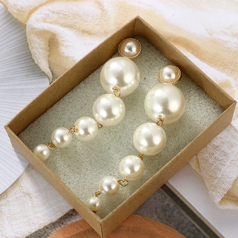 Новые простые серьги креативные темпераментные длинные и маленькие жемчужные OL