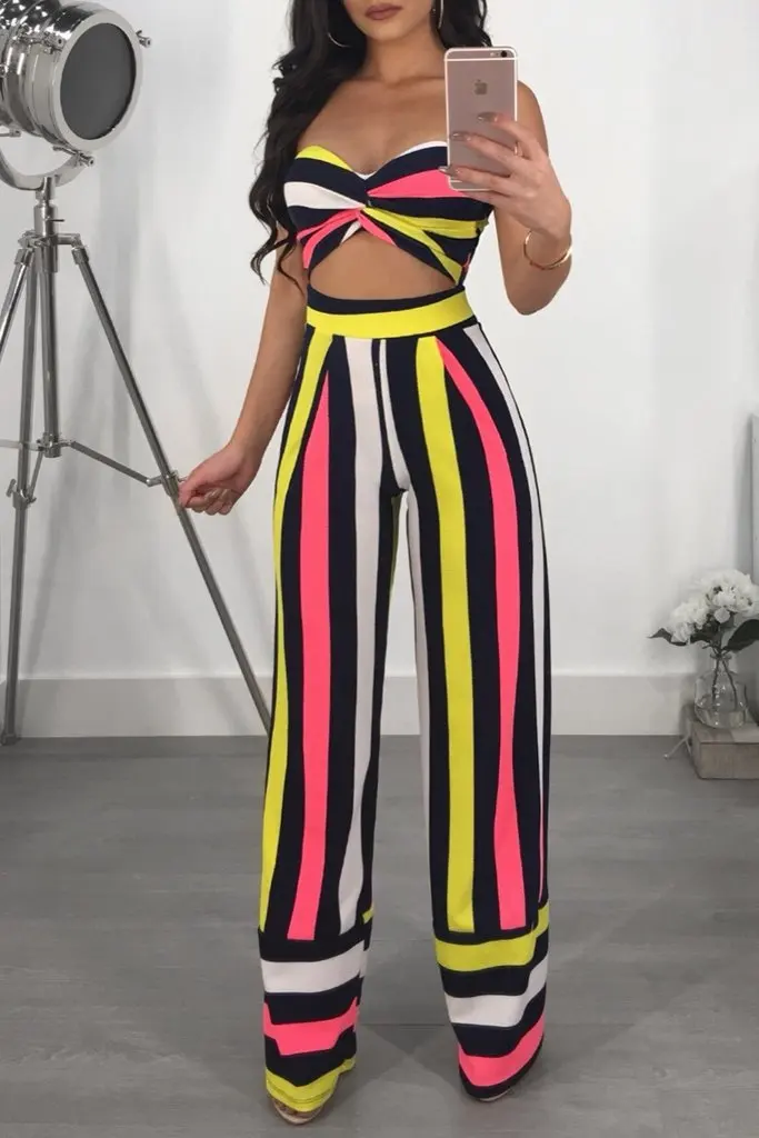 Новинка 2018 года Лидер продаж женский костюм из двух предметов в полоску с