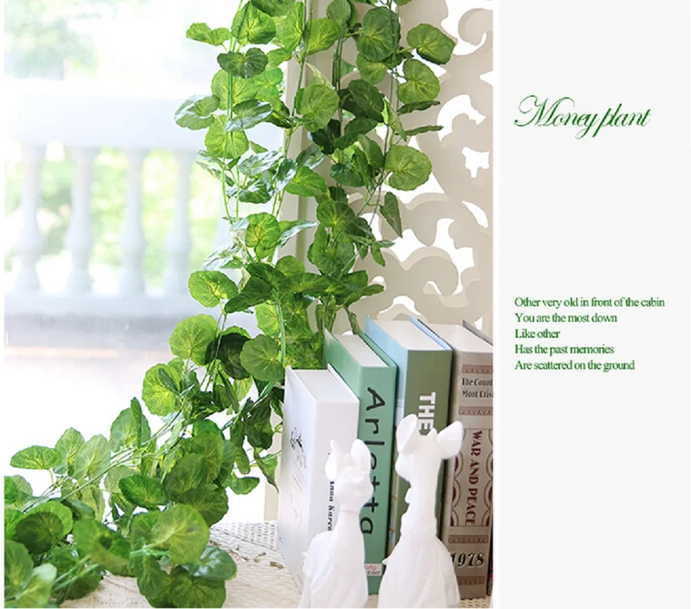 2.3m Long Artificial Vine Rattan Green Silk Fake Ivy Plant for Home Party Decoration | Дом и сад