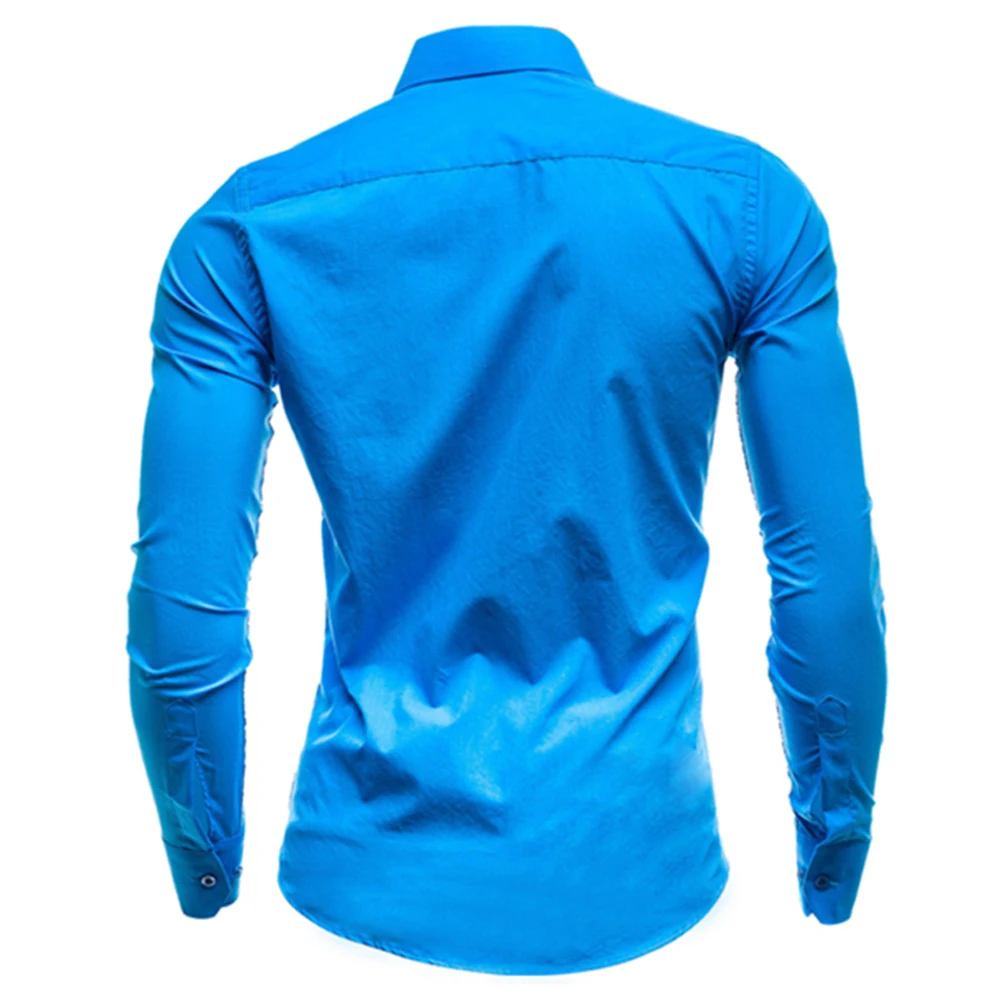 Рубашка мужская классическая с длинным рукавом хлопок однотонная приталенная