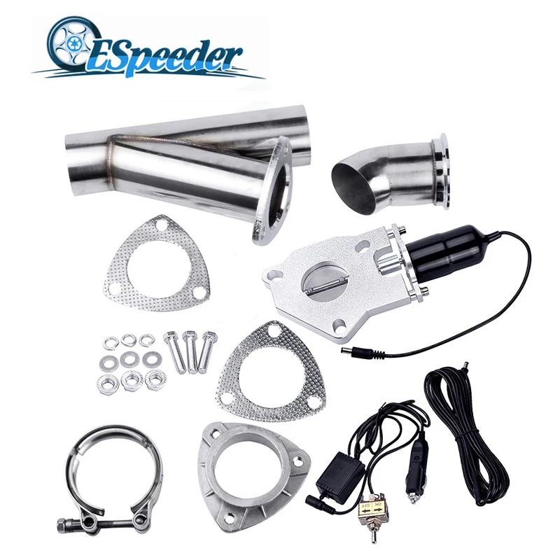 ESPEEDER 2 5 дюймов удаленного выхлопных газов Системы Catback Downpipe ВЫРЕЗ Y трубы клапан с