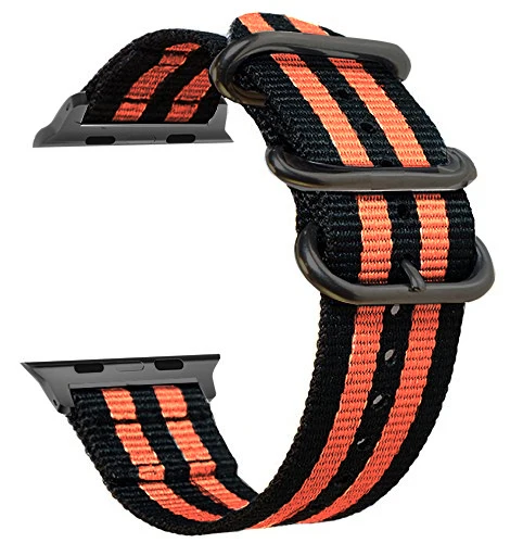 Black Orange Ремешок для спортивных часов для Apple watch band 4 42 мм 38 мм 3 iwatch band 44 мм 40 мм correa нейлоновый ремень НАТО браслет часы аксессуары 2/1 - Цвет ремешка: Black Orange