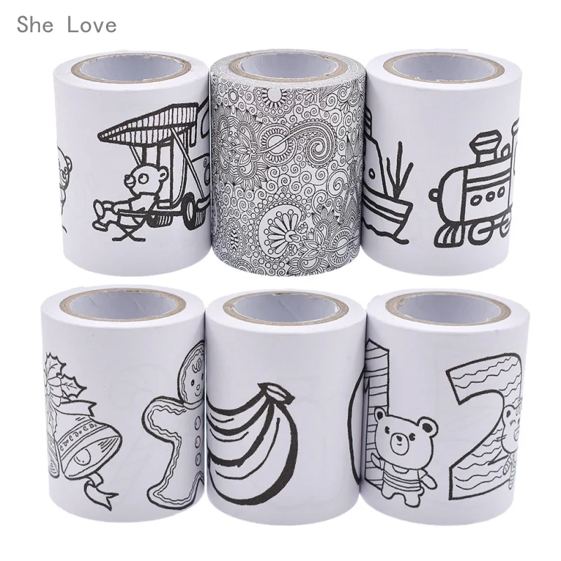 Chzimade Random Pattern Wide DIY Coloring Washi Tape Japanese Paper Scrapbooking Tools Masking Decorative Stationery | Дом и сад